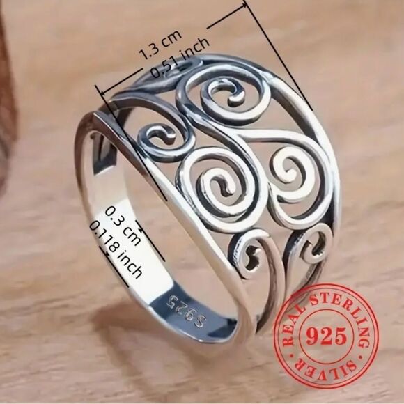 🩶 NEW 925 Sterling Silver Filigree Swirl Design Ring 🩶 - Picture 3 of 6